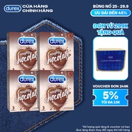 Bộ 4 hộp bao cao su Durex Naughty Chocolate hương socola size 52mm 3 bao/hộp