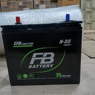 แบตเตอรี่รถยนต์ FB รุ่น N55 / EFB 55 Ah. พร้อมใช้ ไม่ต้องเติมน้ำ สำหรับรถเก๋งที่มีระบบ ISS