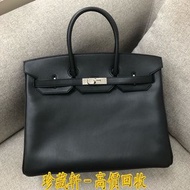 Hermes 愛馬仕 birkin35 黑色 epsom 皮銀扣 n 刻 手提包