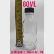 Transparent or Amber Glass Bottle 60ml x 1pc or 60ml x 10pcs or 20pcs with Insert & Cap 高品质透明玻璃瓶 bot