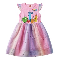NumberBlocks Girls Dress Kids Summer Fashion Flower Dress Baby Kids Clothes 0-10 Years