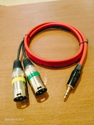 Jack kabel audio Akai 3,5mm to 2 XLR Male Panjang 1,8 meter