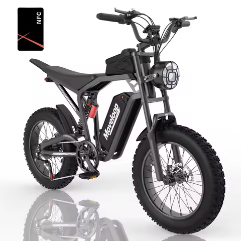 Moveloop T1 Electric Bike 1500W 48V/20AH Battery 40-80 Miles 6-8H Range 31-35Mph 90NmHydraulic Brake