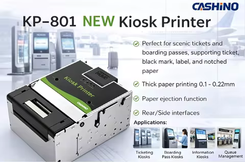 Cashino KP-801 80mm 250mm/s USB RS232 LAN Kiosk Compact Ticket Printer With Automatic Ticket Ejector