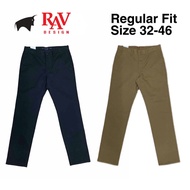 RAV Design Original Men's Regular Fit Slack Pants Size in 32-46 Stretch Cotton Black Khaki R4102-339