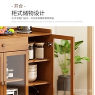 Solid Wood Sideboard Multi-Functional Kitchen Shelf Kitchen Cupboard Cabinet Locker Wall Cupboard with Glass Door