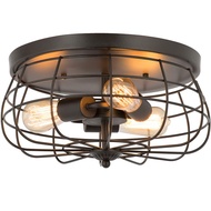 American Ceiling Lamp Retro Country Industrial Style Cross-Border Iron Metal Cage Embedded Bedroom C