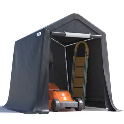 6X8 ft Outdoor Portable Storage Shelter Shed with 2 Rolled Up Zipper Doors Vents Carport for Motorcy