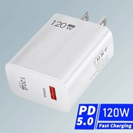 120W Mobile Phone Charger Adapter USB Charger GAN Fast Charging Quick Charger 3.0 For Mobile Phones