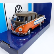 Diecast Volkswagen Bus Double Cab Miniatur Mobil VW Combi Pickup Maisto 1:24