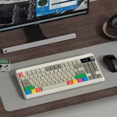 M87 PRO Retro Grey OLED Display Knob 75% TKL Tri-Mode Wireless Mechanical Keyboard Hot Swap Gamer Ke