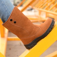 Lz NEW Work shoes safety shoes Kasut Perlindungan Kulit Benar Lelaki Beg Beg Kepala Anti-Smashing An