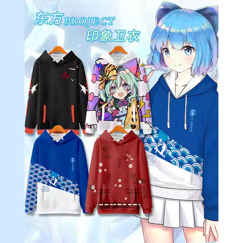 Japanese Anime Touhou Project Boys/girls Hoodies Sweatshirts Cirno Remilia Scarlet Flandre Scarlet P