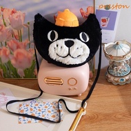 PRESTON Plush Cat Dolls Keychain, Black Cat Fluffy Jellycat Plush Doll Bag, Creative Plushies Doll PP Cotton Cartoon Jellycat Stuffed Animal Toy Home Party Decor