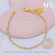 Merlin Goldsmith 22K 916 Gold (Rhodium) Minimalist Olive Ball Bracelet (5GM+/-)
