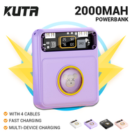 KUTA 20000mAh Powerbank Cute Doll Transparent design Fast Charging With 4 Cables Mini Portable Power Bank Battery display
