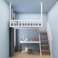 Iron elevated bed upper adult children bunk bed loft double-decker second floor saving space to slee