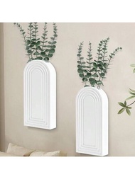 1/2pcs Plantador de pared Boho para plantas de interior, plantador colgante de decoración de pared de madera, jarrones de pared para decoración con flores secas y follaje artificial