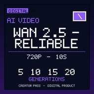 Wan 2.5 Reliable AI Video Generator Pass Digital 720p 10s | 5-20 Generations | Text Image to Video
