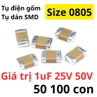 Ceramic capacitor paste capacitor 0805 value 1uf 25V 50V 0805 (1 pack of 50 100pcs)