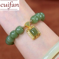 18k gold nail bangle pawnable Natural Hetian jade opal beaded bracelet for women
