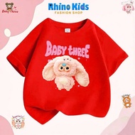 AB109 - RHINO KIDS Children's T-shirt Natural 4-Way Stretch Cotton with lovely Baby Three Pattern