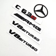 3D ABS Black C63S Logo Letters V8 BITURBO Badge Car Rear Star Sticker Trunk AMG Emblem For Mercedes 