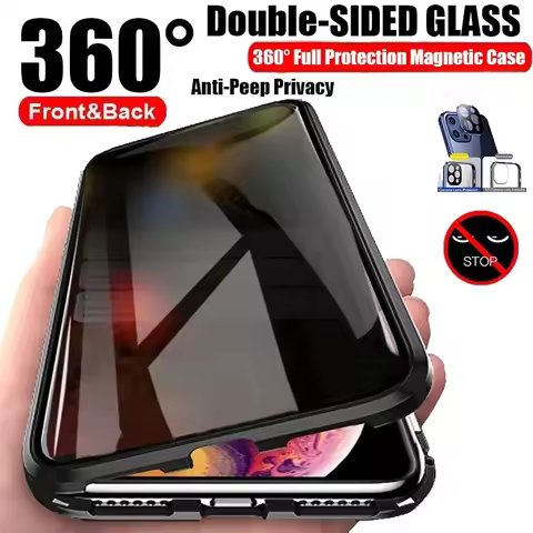 Metal Magnetic phone Case For OPPO Find X8 X3 X5 Pro Tempered Glass Anti Peeping Privacy Spy Full Le