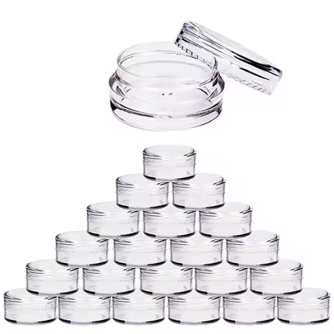 100pcs 2g/3g/5g/10g/15g/20g Empty Plastic Cosmetic Makeup Jar Pots Transparent Sample Bottles Eyesha