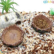 QBK6Q Reptile Feeding Dish Scorpion Crickets Basin Tray Container Artificial Tree Trunk Resin Water 