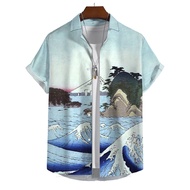MALAYSIA..... Men's Summer Shirts Casual Beach Party Short Sleeve for Men Fold-over Collar Shirts (5