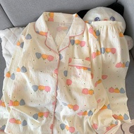 Japanese Cute Style Small Pumpkin Cloud Cotton Pajamas Womens Long Sleeves Spring and Autumn Student