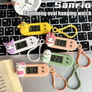 widefiling Sanrio Hello Kitty Electronic Desktop Clock Keychain Kuromi My Melody Electronic Oval Wat