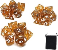 DollaTek Glitter Dot Polyhedral Dice Set Table Games Dice 3 Sets Dice 3 x 7 (21 Pieces) Dice Series 