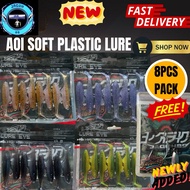 8PCS 6.5cm 2.7g AOI TPE SP Soft Plastic fishing lure bait Ikan Umpan casting haruan siakap toman