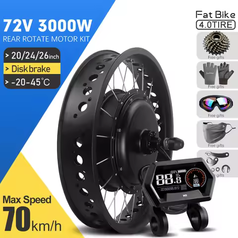 Fat Electric Bicycle Conversion Kit 72V 3000W 20" 24" 26" Rear Rotate Hub Motor Wheel Kit for 4.0 Ti