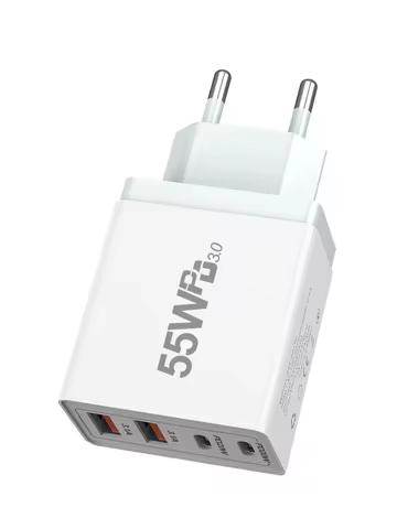 55W AU/EU 2C2A 4-Port USB PD Wall Plug Charger with Type-C Port Mobile Phone Adapter QC 3.0 Fast Cha