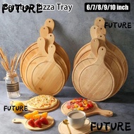 HL-FUTU 1Pcs Wooden Pizza Board, Platter 6/7/8/9/10 Inch Bamboo Pizza Tray, Durable Round with Handl