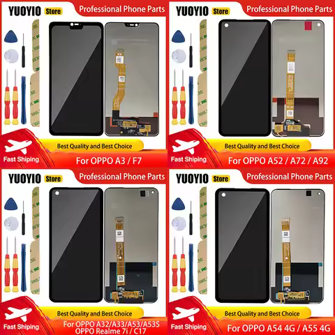 Touch Screen For OPPO A3 F7 A32 A33 A53S A36 A76 A52 A72 A92 A54 4G A55 4G A91 A96 A73 A93 LCD Displ