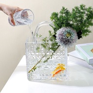 Light Luxury High-End Flower Ware Influencer Light Luxury Handbag Glass Vase Fish Tank Flower Green 