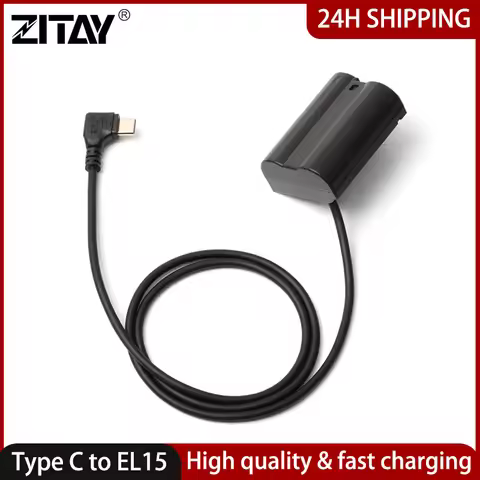 ZITAY Type C to EN-EL15 Camera Dummy Battery for Nikon Z5 Z6 Z7 Z6II Z7II D500 D610 D750 D780 D800 D