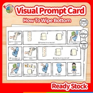 Kad Visual • Visual Prompt Card • Visual Cue Card • Steps • How To Wipe Bottom • Cara Lap Punggung