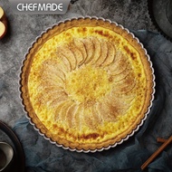 CHEFMADE 11-Inch Round Tart Pan with Removable Loose Bottom Non-Stick Carbon Steel Quiche Pizza Pan 