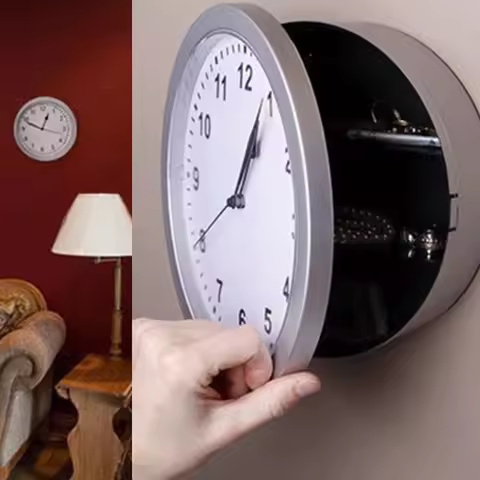 Vintage Wall Clock Home Decoration Safe Box Hidden Secret Storage Box Wall Clock Safe Money Jewelry 