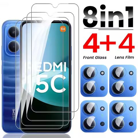 8 In 1 9H Clear Tempered Glass Screen Protector For Redmi 15C 4G 5G Camera Protective Glass On Redmy