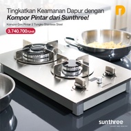 Sunthree Kompor Gas Pintar 2 Tungku Stainless Steel | Kompor Quantum 2