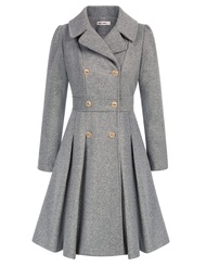 2024 Women's Fashion Trench Coat Notch Lapel Double Breasted Thick A Line Pea Coats Jacket with Pock