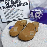 BIRKENSTOCK  栗色stussy聯名款真牛皮 35 45碼24 包頭 拖鞋 涼鞋