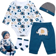 4 Keping Set Pakaian Anak Patung Bayi Lahir Semula untuk Anak Patung Bayi Lelaki 17-22 Inci Aksesori