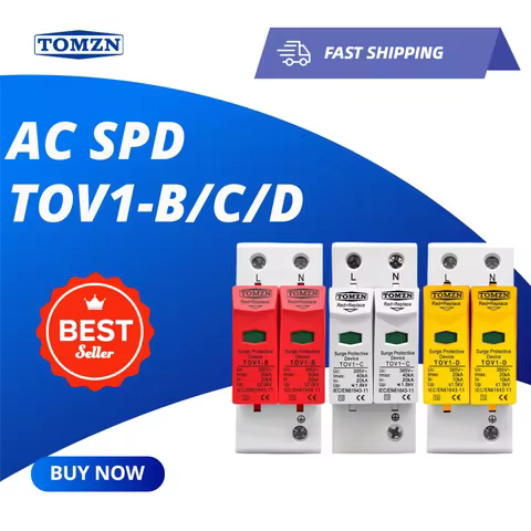 TOMZN AC SPD 2P 275V Household Surge Protective Device 10-20kA / 20-40kA / 30-60kA Low-Voltage Arres
